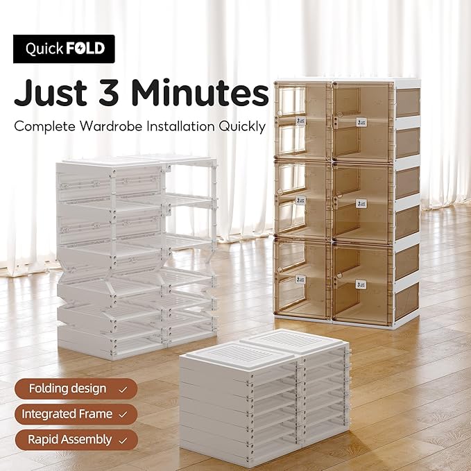 Foldable Shoe Rack, for Closet Plastic Shoe Storage Box For